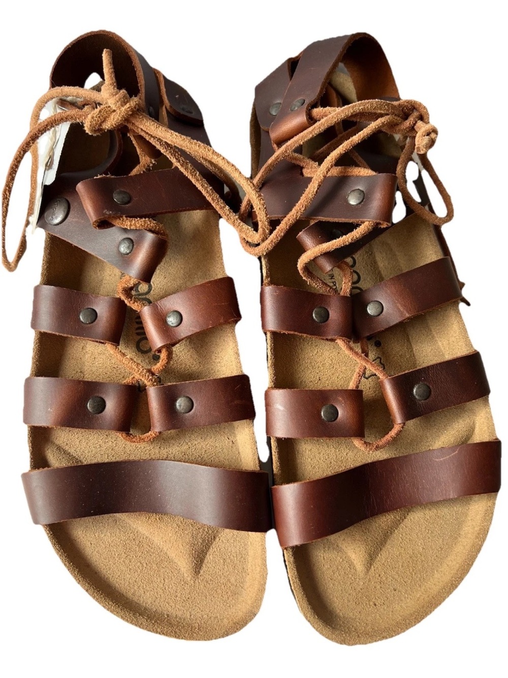 NEW Birkenstock Papillio Cleo Brown Leather Gladiator Strappy Wrap Sandals 39